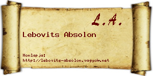 Lebovits Absolon névjegykártya